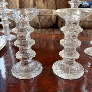 Textured Clear Glass Candle Holders